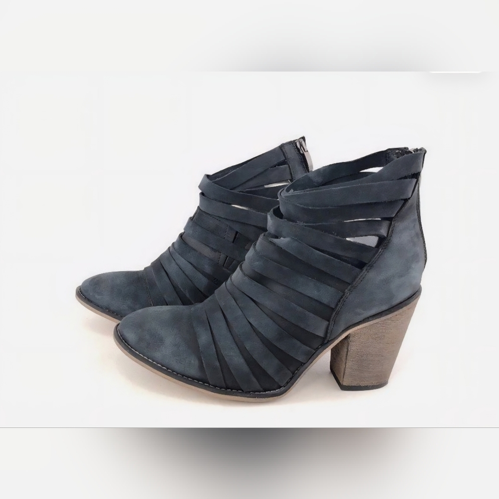 FREE PEOPLE | Strappy Suede Leather Bootie | Boho |Black Ankle Boot | EU 36 US 6 - Picture 15 of 15